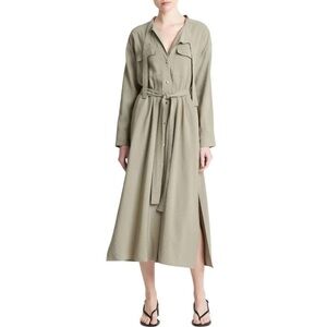 NWOT Vince Soft Utility Long Sleeve Belted Shirt Midi Dress sz S